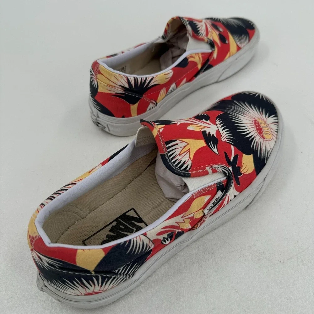 Vans Off the Wall Skate Shoes WOMENS Multicolor Tropical Print Slip On SIZE 8.5